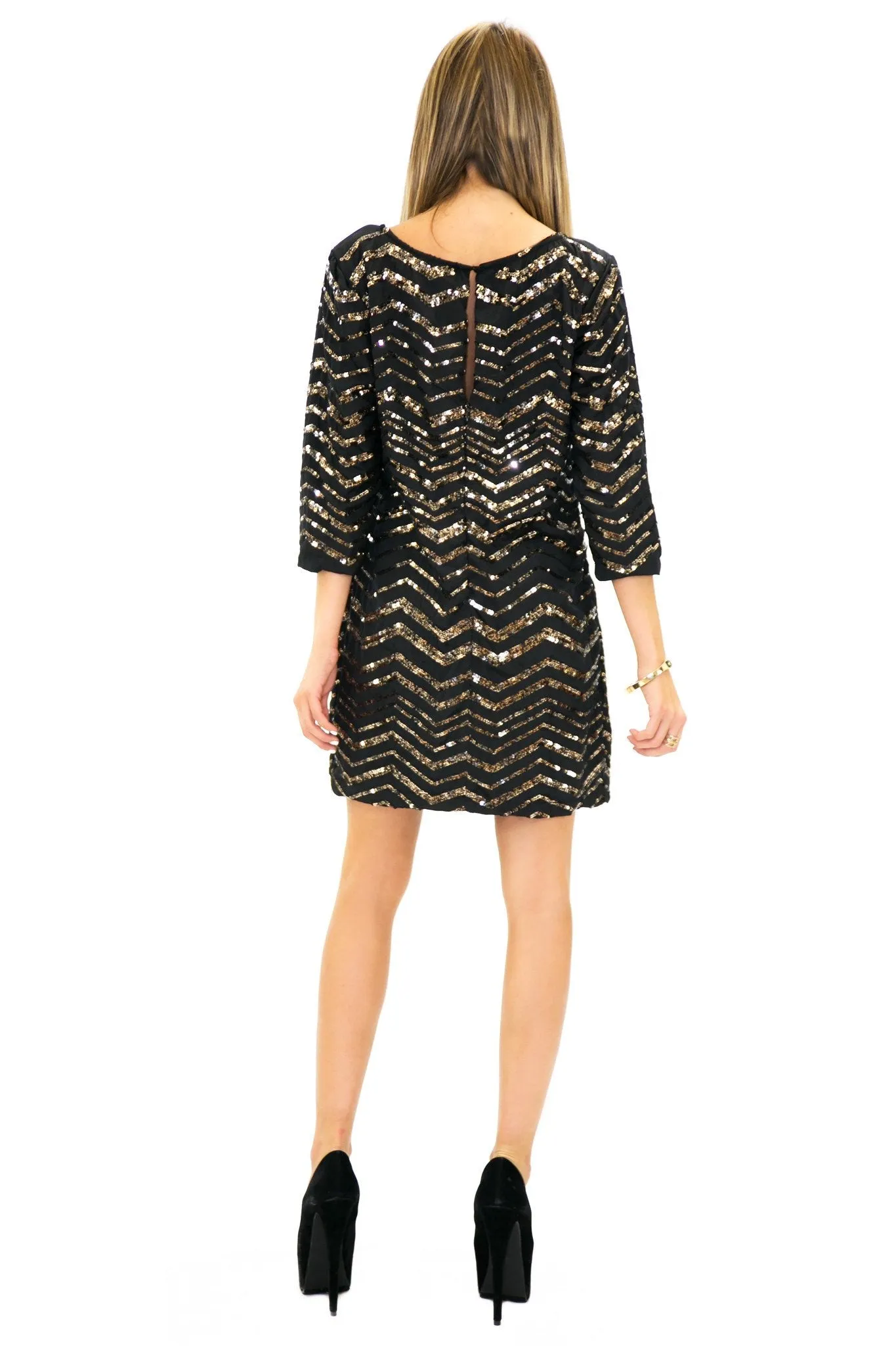 BELL SEQUIN CHEVRON DRESS