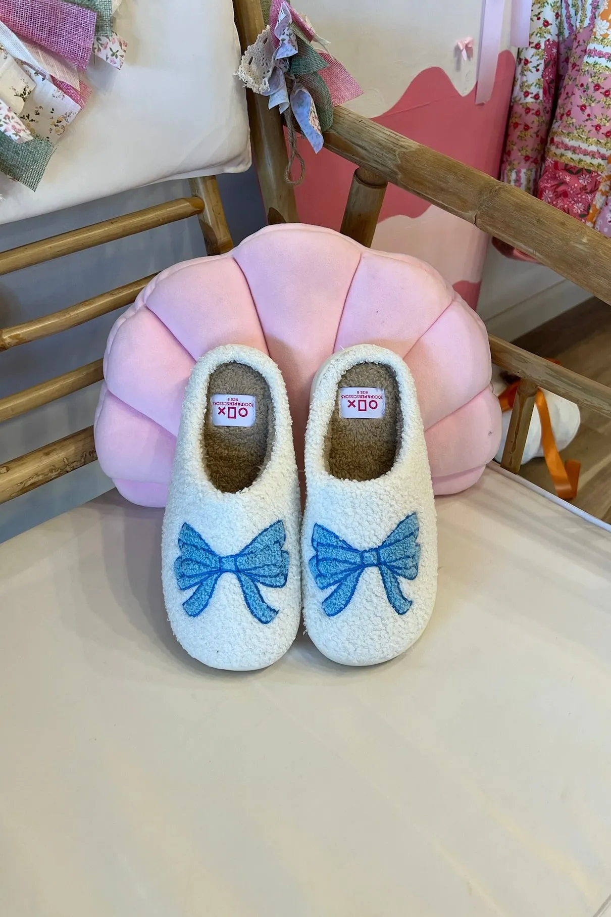 Bow Slippers in Blue