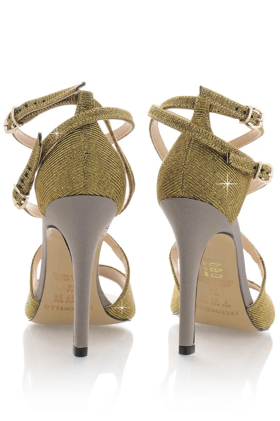 CECCONELLO FELICITA Gold Strap Heeled Sandals