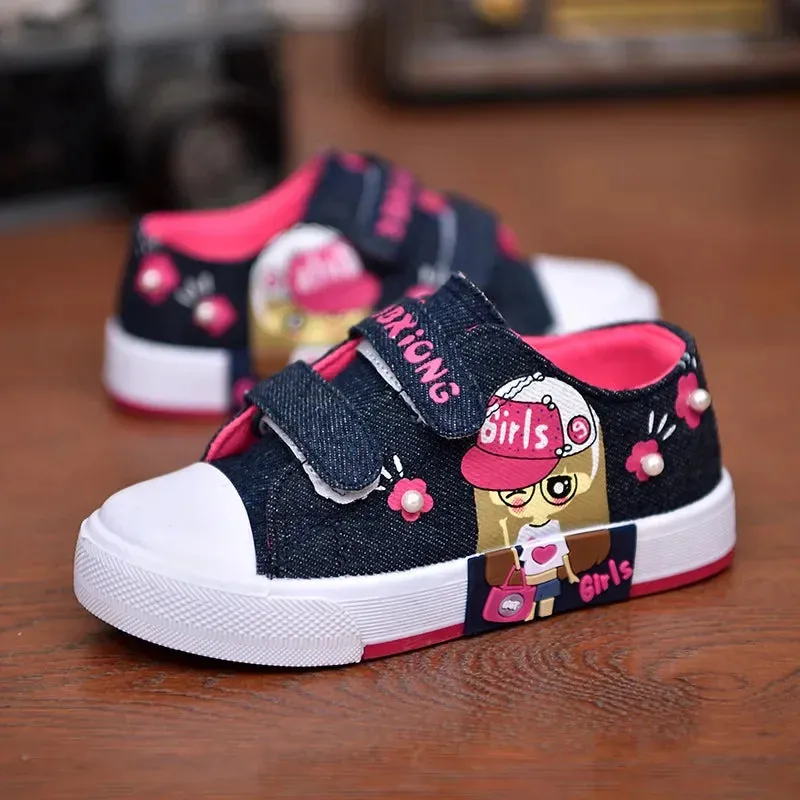 Children Canvas Shoes Soft Bottom Fashion Kids Casual Sports Running Shoes Non-slip Breathable Baby Toddler Flat Sneakers