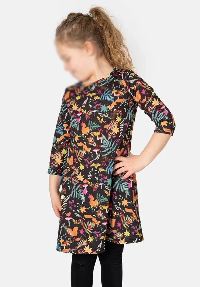 Children's Woodland Rainbow Print Dress (Dakota)