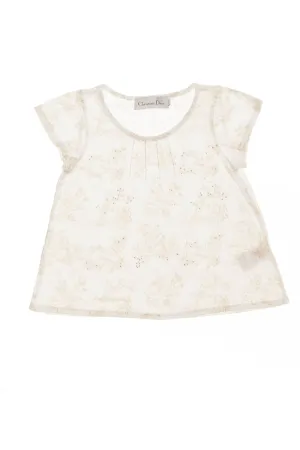 Christian Dior - White Short Sleeve Top with Flowers -