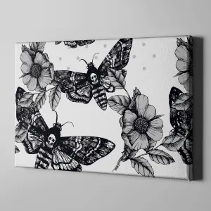 Death Moth and Flower Gallery Wrapped Canvas WHITE