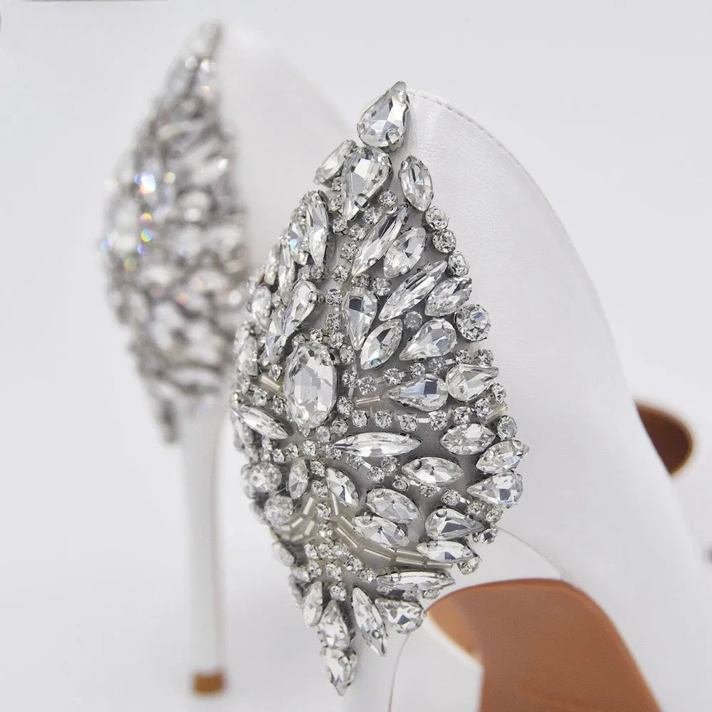 Dramatic Navette Rhinestone Bridal Shoes Applique Patches