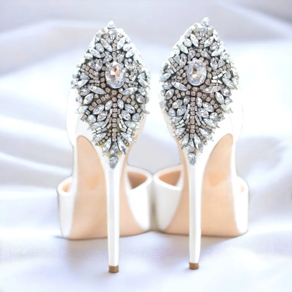 Dramatic Navette Rhinestone Bridal Shoes Applique Patches