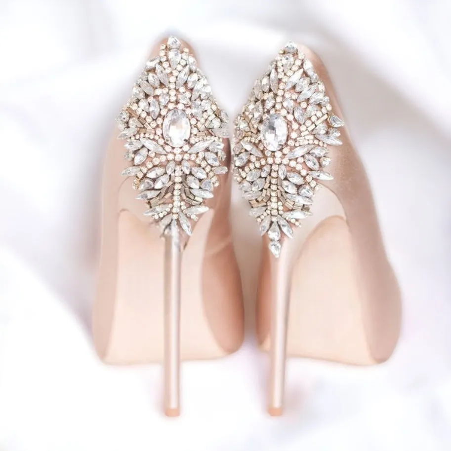 Dramatic Navette Rhinestone Bridal Shoes Applique Patches