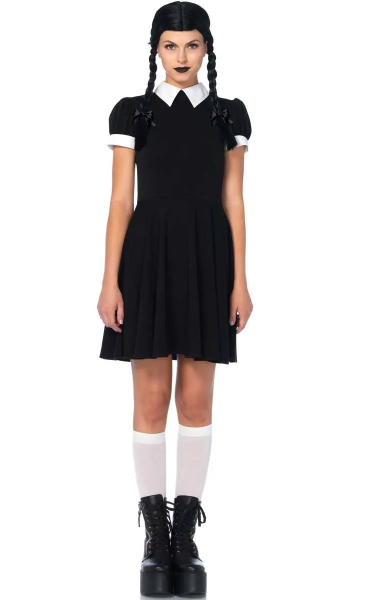 Gothic Darling Womens Wednesday Addams Halloween Costume