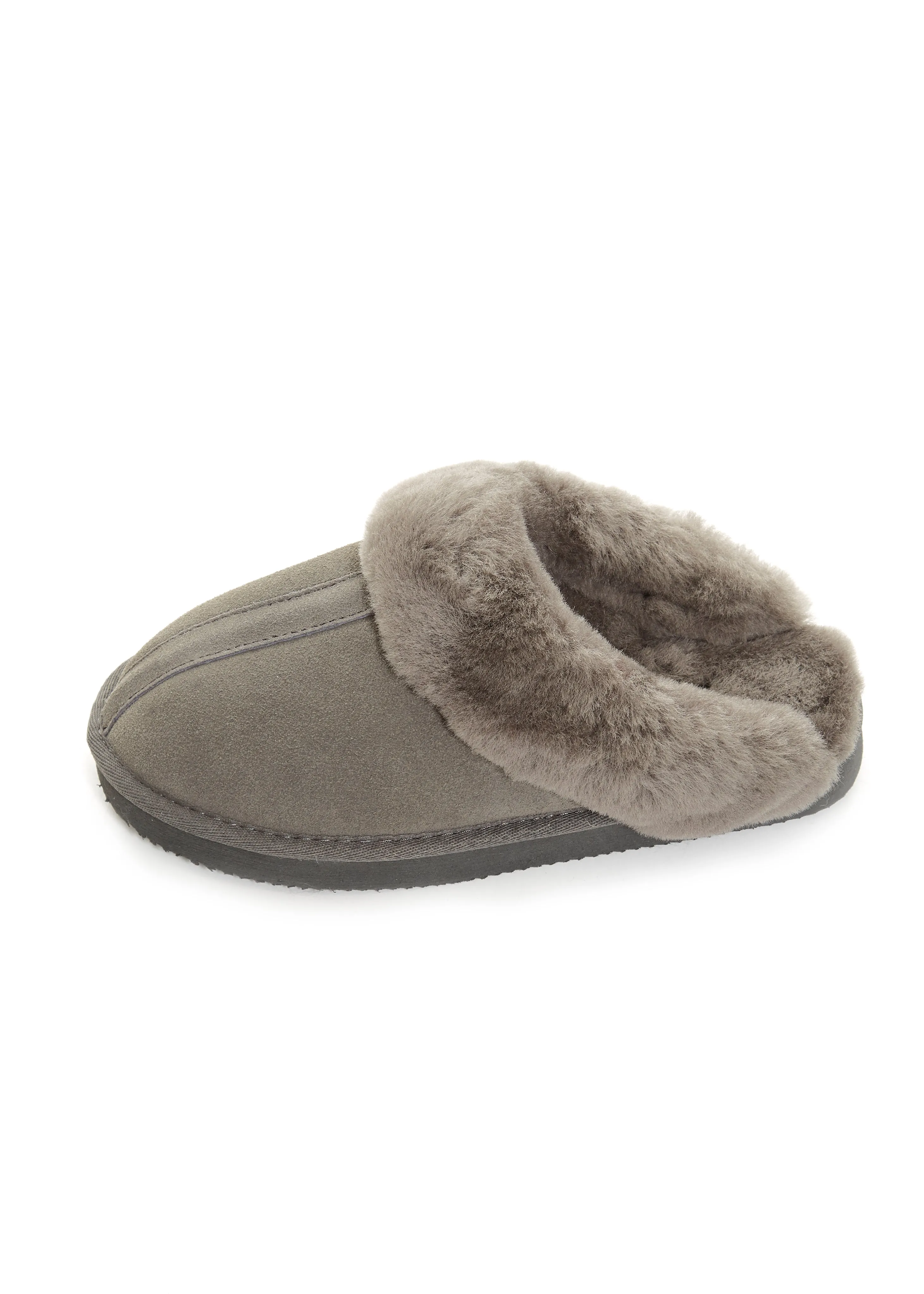 Grey Luxury Sheepskin Wedge Slippers