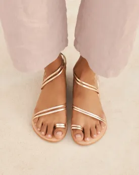 Hollywood Leather Multi Stripe Sandals Platinum