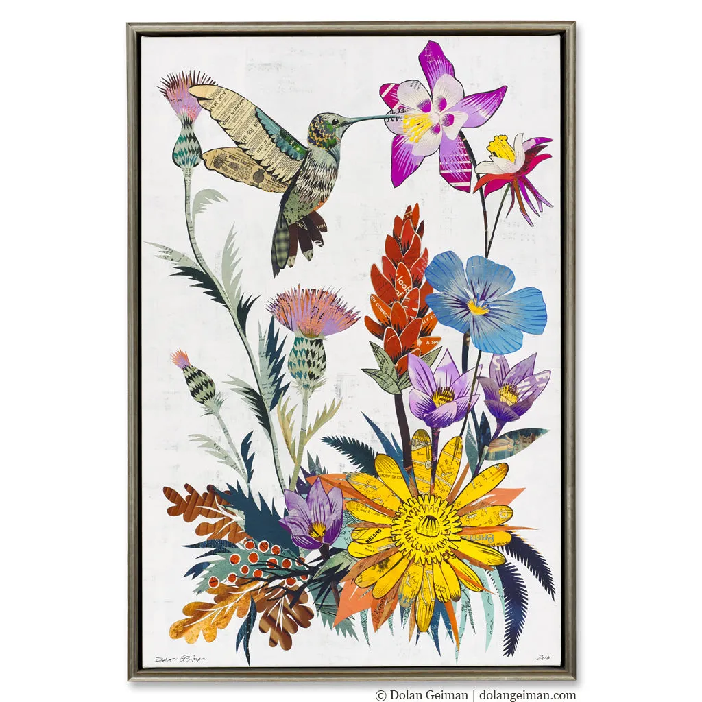 HUMMINGBIRD CACTUS   WILDFLOWERS canvas art prints with float frames