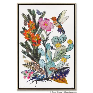 HUMMINGBIRD CACTUS   WILDFLOWERS canvas art prints with float frames