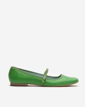 Jude Mary Jane Leather Flat Green