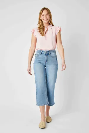 Judy Blue high waist double waistband wide leg crop pants