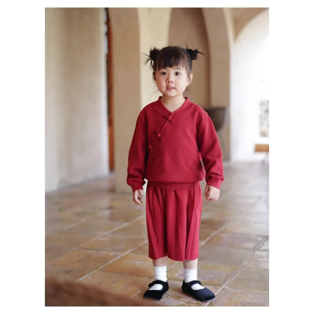 MaNa Girls Red Cotton Knitted Skirt