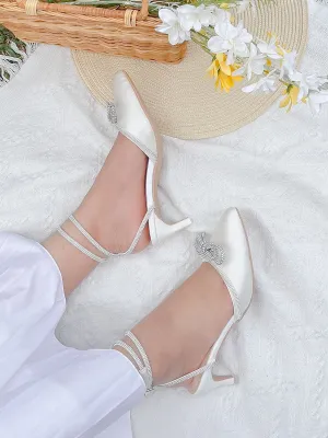 Ribbon Glitter Strap Heels