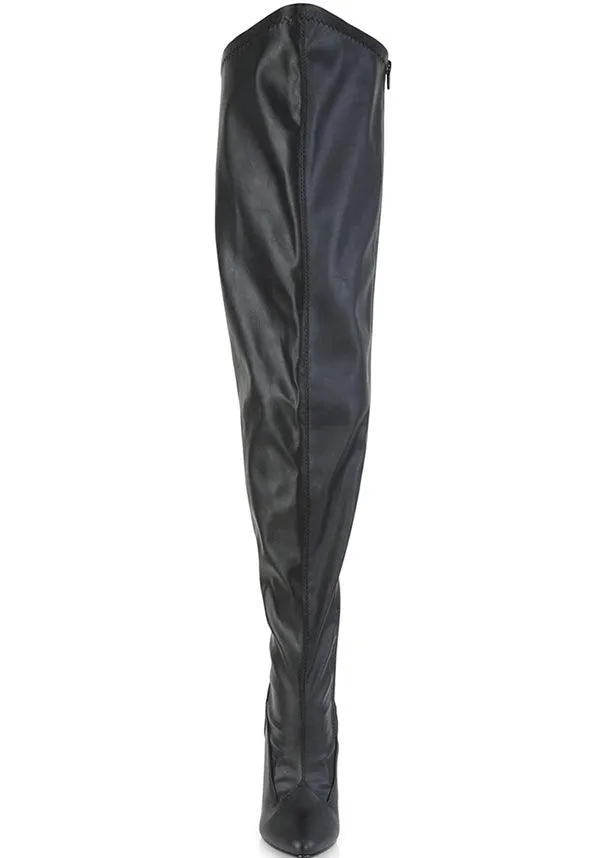 SEDUCE-3000WC [Black Faux] | WIDE CALF BOOTS [PREORDER]