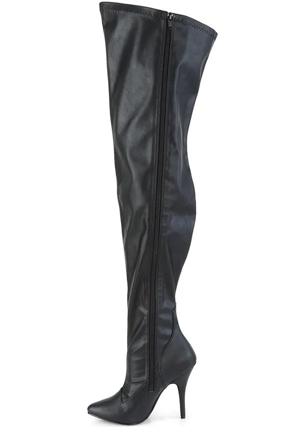 SEDUCE-3000WC [Black Faux] | WIDE CALF BOOTS [PREORDER]