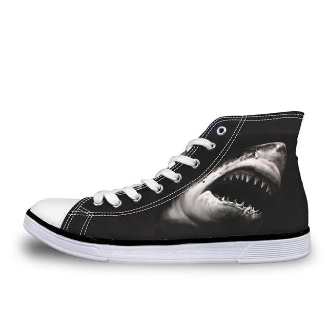 Sneakers: Shark Print High Neck