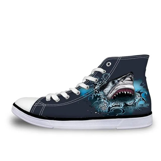 Sneakers: Shark Print High Neck