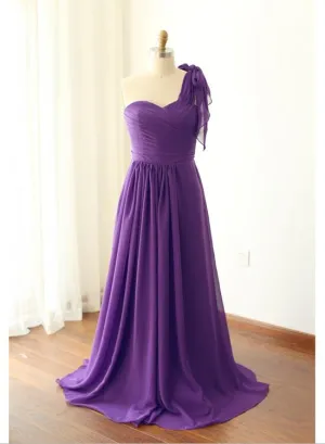 Solvbao Simple Purple Chiffon Sweetheart Floor Length Bridesmaid Dress, Simple Bridesmaid Dress