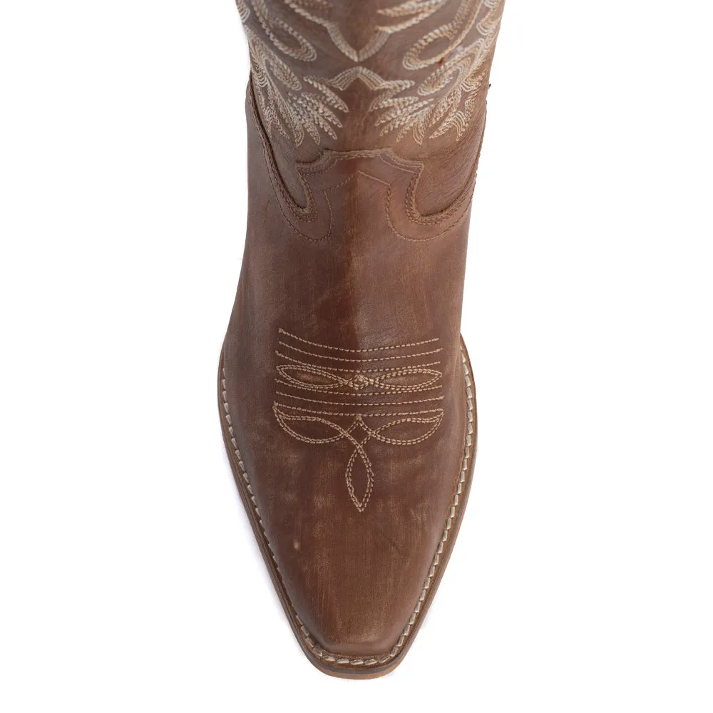 Syllvia Prairie Leather Boots in Bourbon Brown