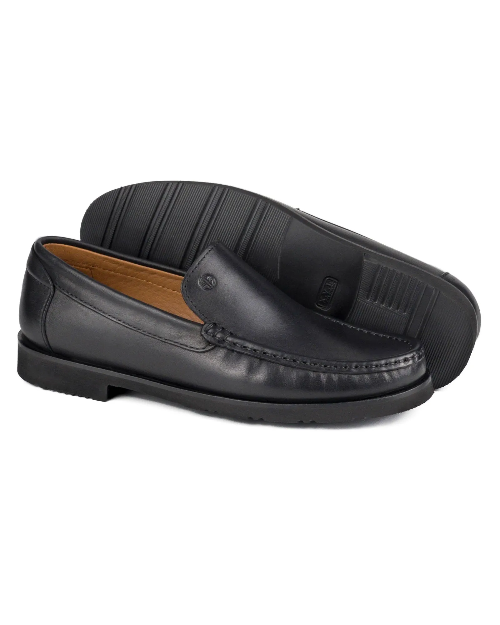 T-Lento Black Genuine Leather Men's Loafer Shoes