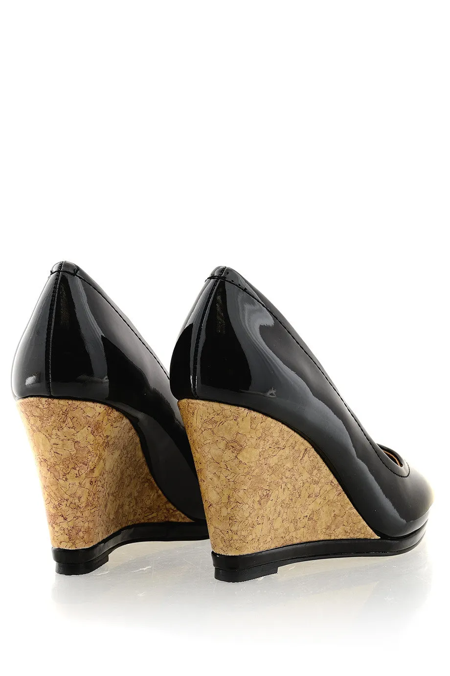 ZODIE Black Cork Wedges